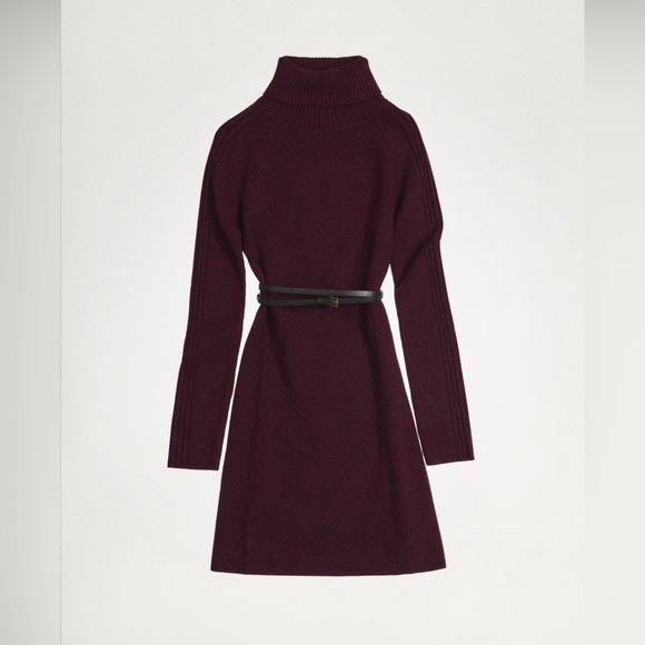 Mango Burgundy knitted turtleneck dress NWT - Picture 5 of 7